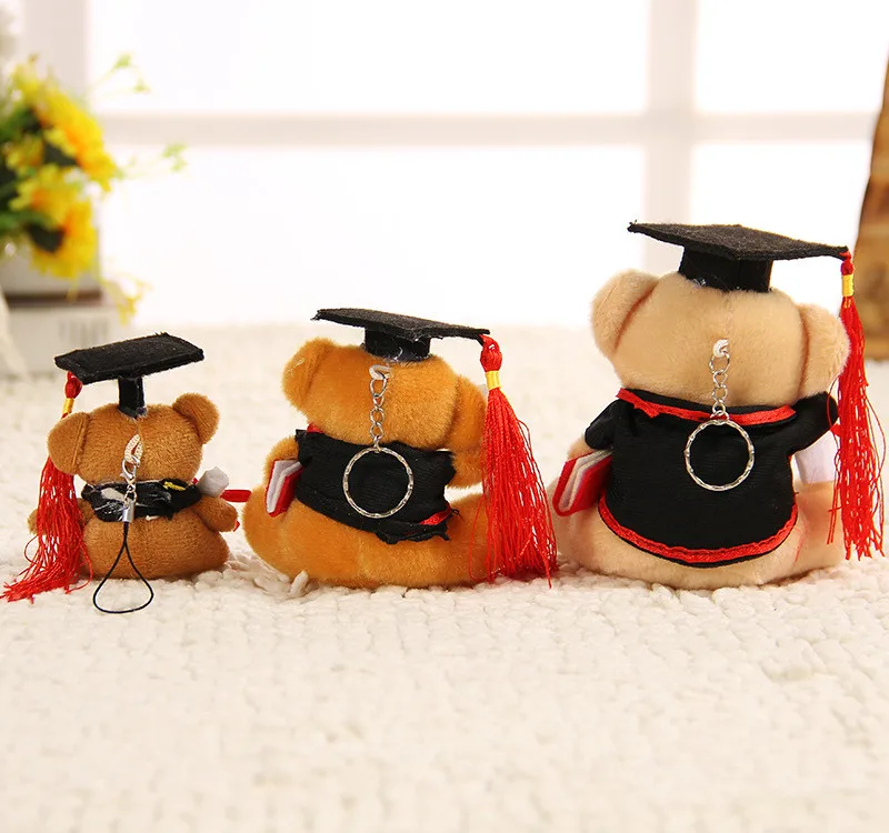 New Graduation Teddy Bear Plush Toys Cute Dr. Bear Soft Stuffed Dolls Key Bag Pendants 30pslot 911cm (1)