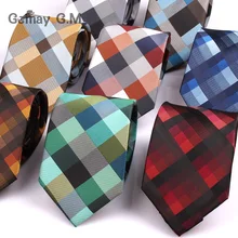 Жаккардовый тканый галстук на шею для мужчин, классические клетчатые галстуки, модные полиэфирные мужские галстуки на свадьбу, деловой костюм, клетчатый галстук