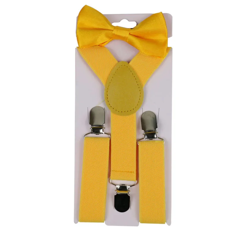 Winfox/черный, красный, желтый Детский комплект с подтяжками и галстуком-бабочкой для маленьких мальчиков и девочек, 2,5 см, широкие подтяжки, застежка на Y-Back, галстук-бабочка, Детские подтяжки
