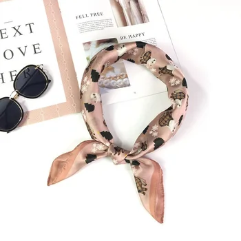 

Square silk Scarves for Women Animal print Design Scarf bandana chiffon hijab shawls bag strap hair scarf Spring 2019
