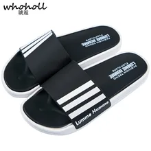 Whoholl/мужские тапочки; Мужская обувь EVA; женские Вьетнамки; мягкие черные и белые в полоску; повседневная Летняя мужская обувь; chaussures femme; 48