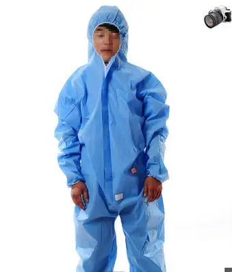 10 шт одноразовые медицинские антистатические защитные рабочие костюмы пыленепроницаемые комбинезоны, коммерческая, одноразовая чистая одежда, комбинезон - Цвет: sky blue