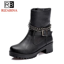 Women High Heel Half Short Boots Winter Mid Calf Boot Water Proof Botas Fashion Martin Quality