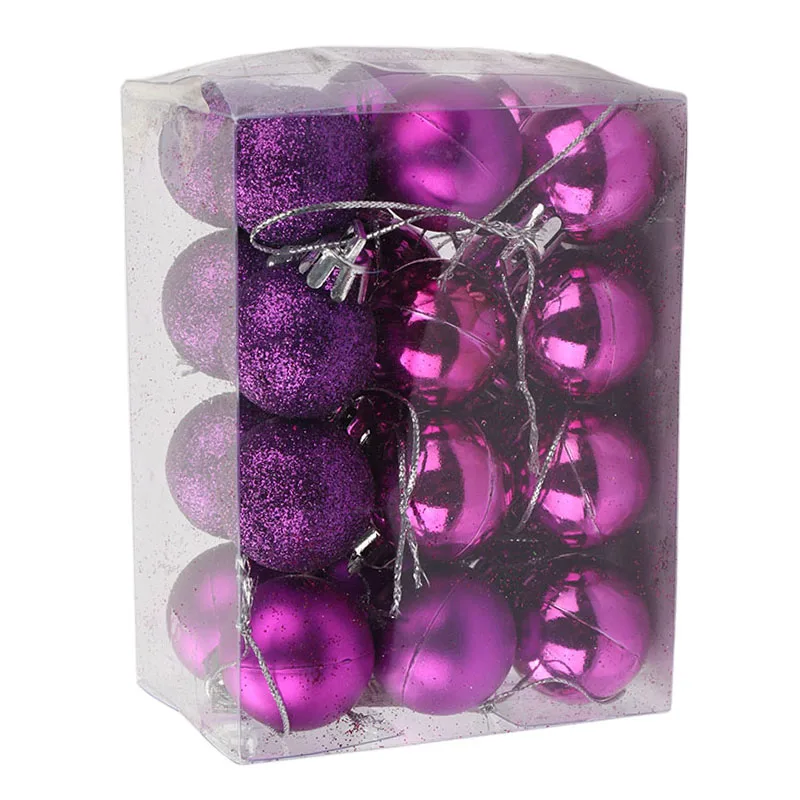 24 шт./лот, 3 см, Рождественский шар, дерево, Декор, безделушка, подвесные рождественские украшения-орнаменты для вечеринки для дома, новогодние украшения, товары P2 - Цвет: purple