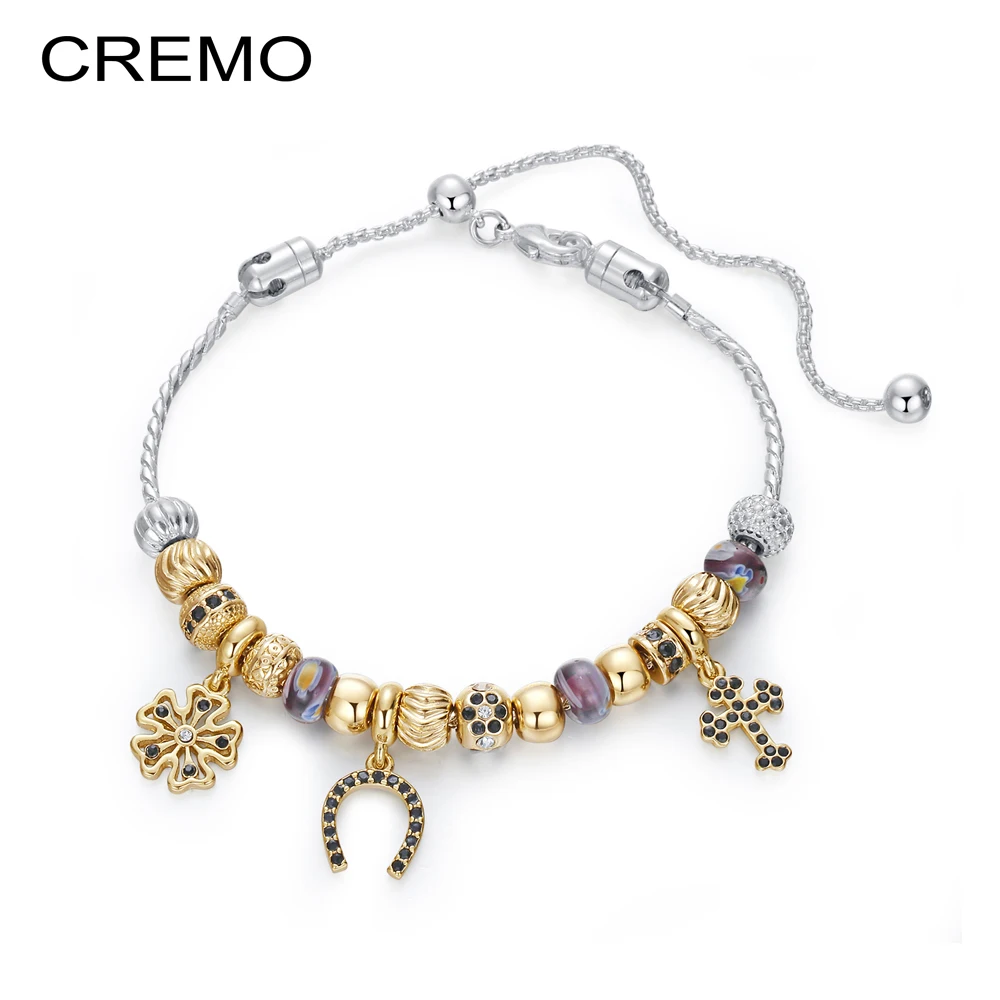 

Cremo Fashionable Gold Charms Bracelet & Bangles For Women Jewelry Design Zinc Alloy Bracelet Marking Pulseras Mujer Moda 2018