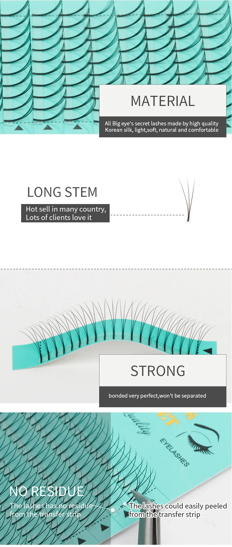 Big eye's secret Eyelash Extension premade volume fans 2D 3D 4D 5D long stem volume  premade fans