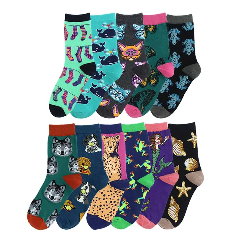 [COSPLACOOL] забавные носки с изображением животных, хлопковые носки с изображением Русалочки, женские носки, 12 стилей, новинка, женские носки, Calcetines Mujer