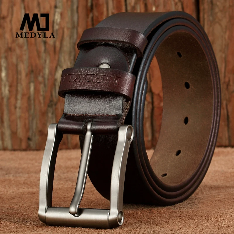 

MEDYLA Cowhide Leather Belt Genuine Leather Men Belts Black Color Casual Belt for Jeans Cummerbunds Cowboy Hombre Dropshipping