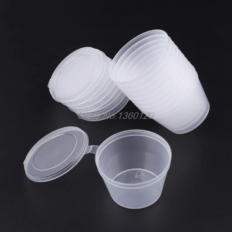 

10pcs Disposable Clear Plastic Sauce Chutney Cups Slime Storage Container Box With Lids 80ml Whosale&Dropship