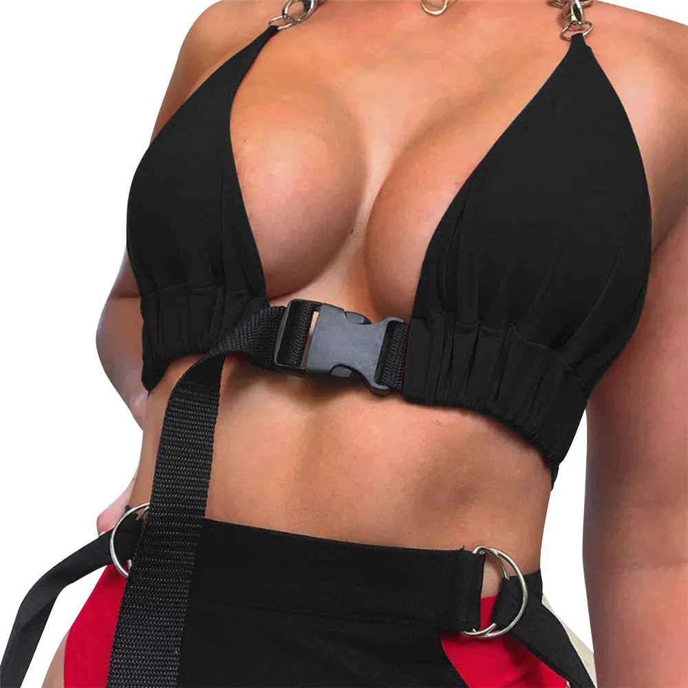 النساء الجبهة مشبك Bralette Bralet البرازيلي بوستير المحاصيل أعلى مبطن خزان المرأة أكمام الرسن اقتصاص السرة قصيرة سترة #3