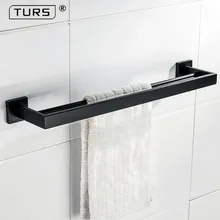 Гальванизированная SUS 304 нержавеющая сталь одно Полотенце бар квадратная черная вешалка для полотенец для ванной настенный держатель для полотенец