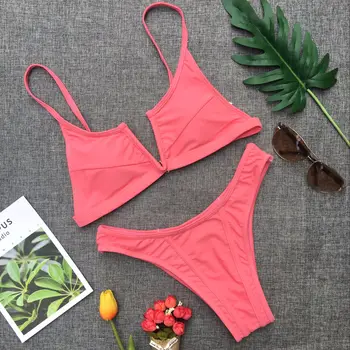 

New Solid Color Low Waist Bandage Bikinis Women Brazilian Push Up Bikini Set V Shape Swimwear Bathing Suit Sexy Swimsuit Biquini