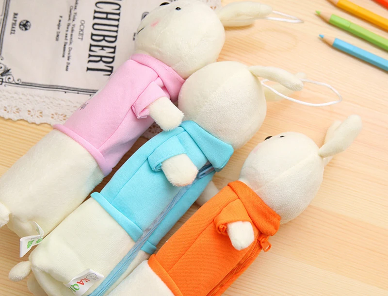 Карандаш «кавай» сумки для девочек Мультяшные плюшевые куклы кролик пенал для карандашей простые практичные школьные для хранение офисных принадлежностей Чехол Коробка