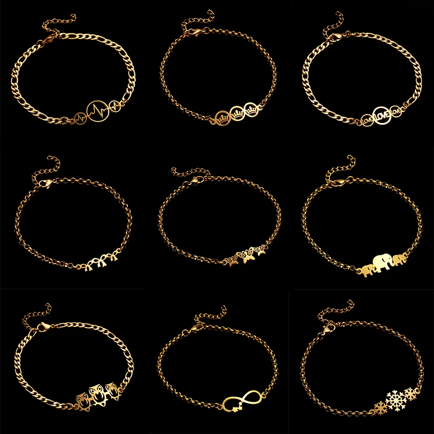 

New Design Stainless Steel Pendent Bracelets Adjustable Elephant Snow Charm Bracelet For Women Girls Best Gift Wholesale Jewelry
