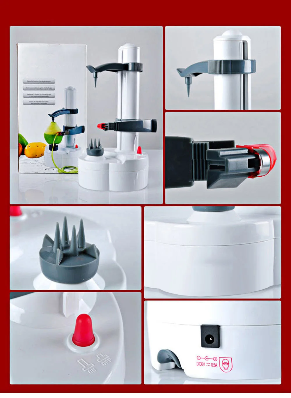 P03 Electric Peeler for Potato Vegetable Fruit Kitchen Tool with Two Spare Blades