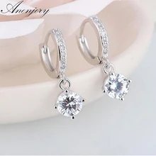 ANENJERY – boucles d'oreilles en argent Sterling 925 pour femmes, bijoux en mosaïque de Zircon à quatre griffes, S-E401