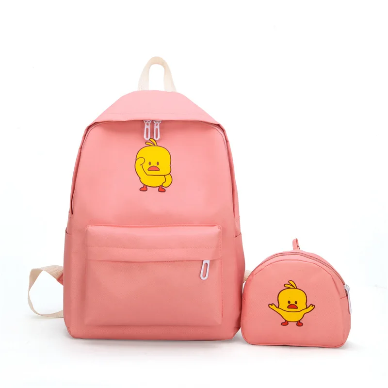 

2019 Duck Simple Canvas Backpack Students School Bag WomenTwo-piece suit Cute Girl Rucksack Mochila Escolar Women Backpack