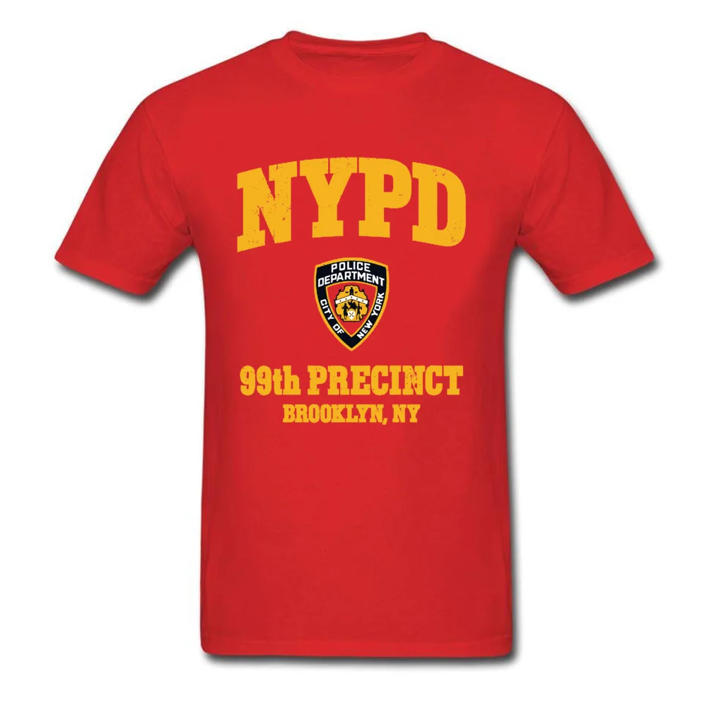 Новые мужские футболки с логотипом нью-йоркской полиции, 99-й участок, Бруклинский Нью-Йорк, обычные топы, футболки, лето-осень, винтажный стиль, футболка - Цвет: Red