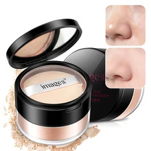 Изображения стойкая рассыпчатая пудра Макияж полупрозрачная установка пудра прессованная пудра натуральный отбеливающий консилер с пуховкой водонепроницаемый