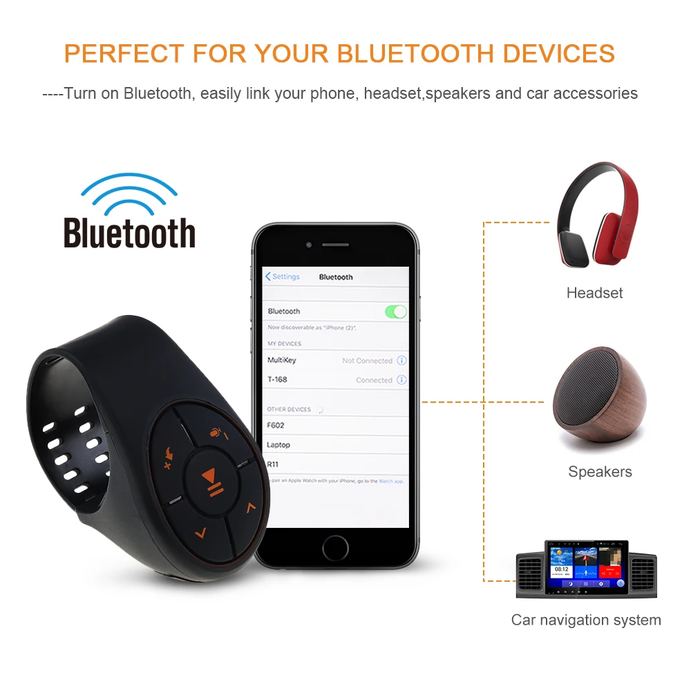 Беспроводной Медиа пульт дистанционного управления Bluetooth приемник рулевого колеса цепи типа громкой связи Muilt-кнопка для телефона gps навигации