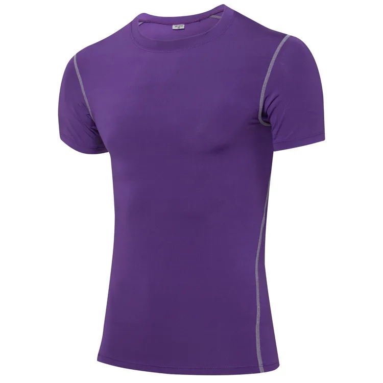 Мужская футболка для бега, футболка для фитнеса, тенниса, футбола, спортивная одежда для тренировок, мужская спортивная футболка - Цвет: Purple