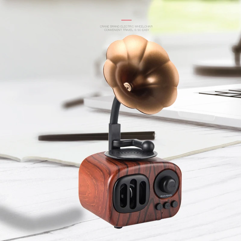 Ретро труба стиль Bluetooth динамик беспроводной стерео сабвуфер деревянная