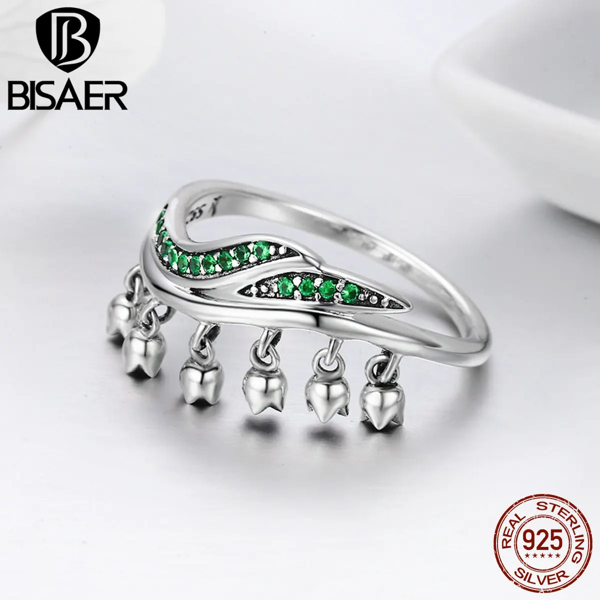 Настоящее серебро 925 пробы, нежное кольцо с зеленым ветром, кольцо на палец для женщин и девушек, ювелирные изделия из стерлингового серебра, свадебный подарок