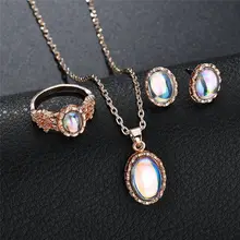 Fashion Water drop Wedding Jewelry Sets Crystal Pendant Necklaces Earrings Rings for Women Jewelry Set Girl цена Fashion Water drop Wedding Jewelry Sets Crystal Pendant Necklaces Earrings Rings for Women Jewelry Set Girl цены онлайн