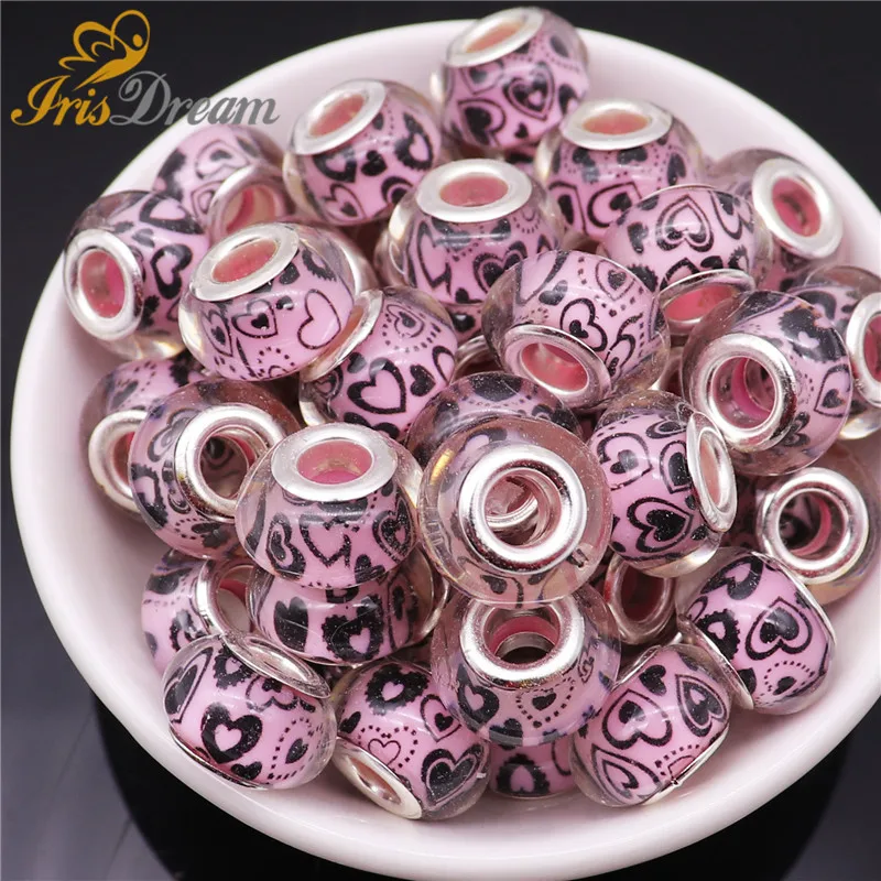 

10Pcs Heart Rondelle Spacer Beads for Jewelry Making Large Hole European Beads fit for Pandora Bracelet Bangle Chain Necklace