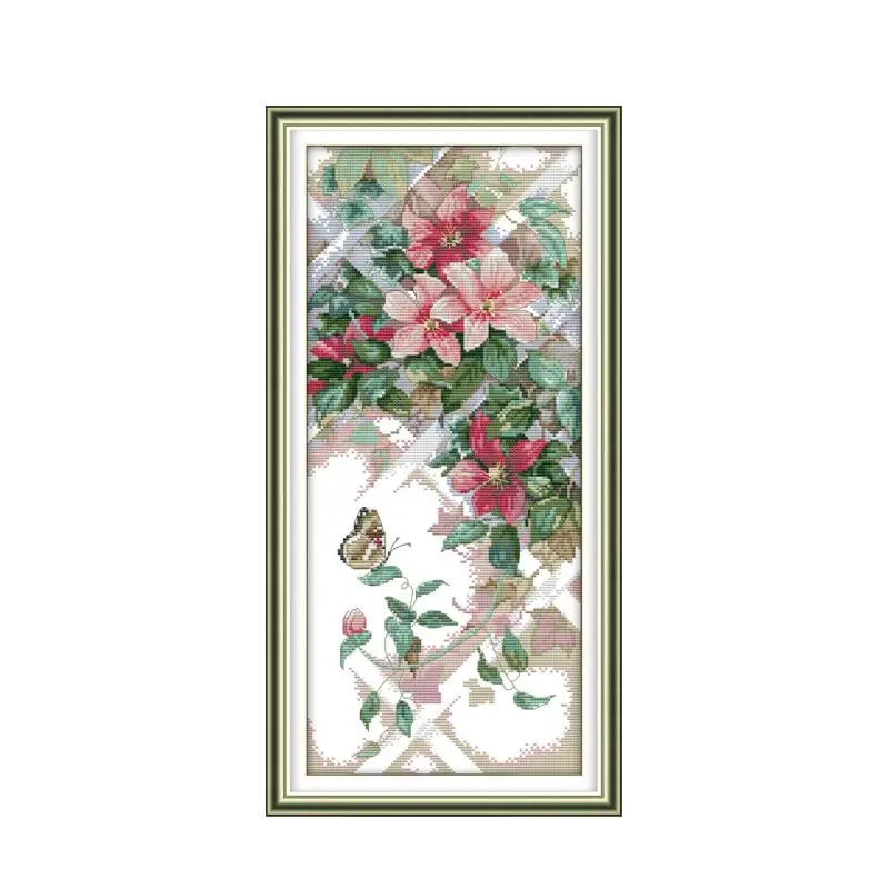 Cross Stitch Kit Embroidery Hoop Cross Stitch Tools Joy Sunday Plant Flower Cross Stitch Kit 11CT 14CT Handmade DMC Embroidery Threads with Chinese Embroidery Kit DIY Needlework