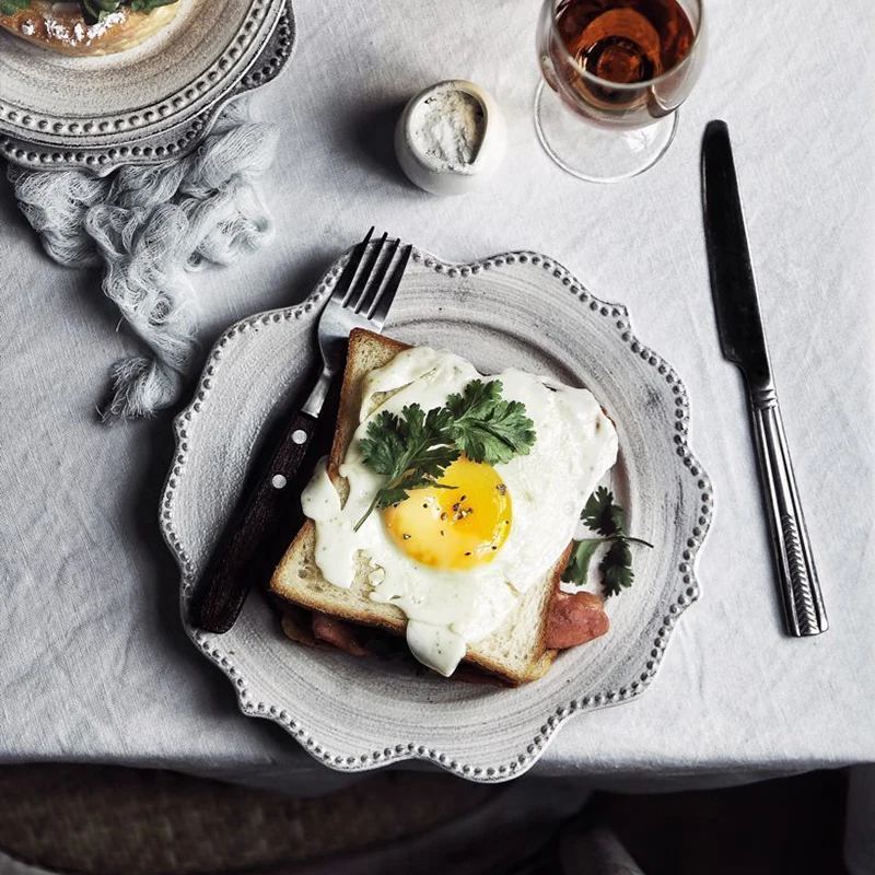 Фарфор в японском стиле тарелки серый Винтаж стейк тарелка Кухня Посуда для завтрака десерт керамический поднос блюдо подарки
