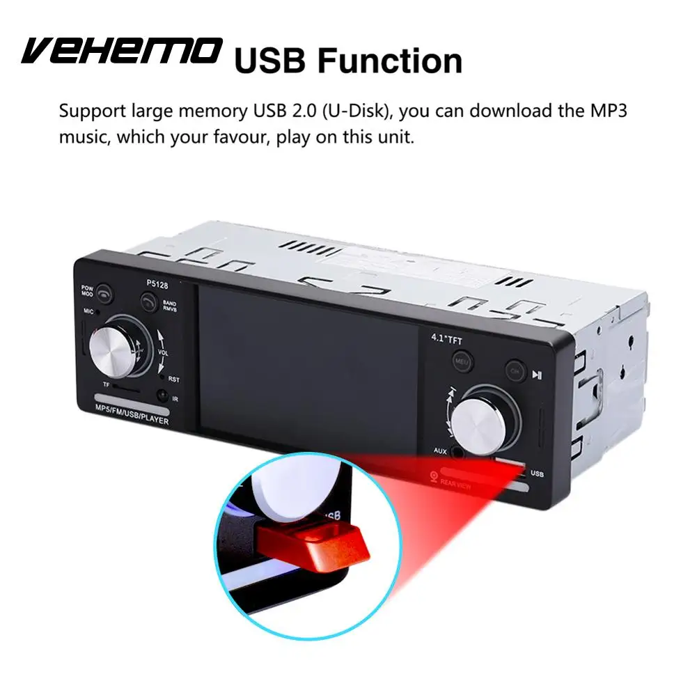 

Car MP5 MP5 Player Multi-Function Car Video Player Car Kit Stereoscopic Sound Effect Colourful Backlight 4.1 Inch Smart HD