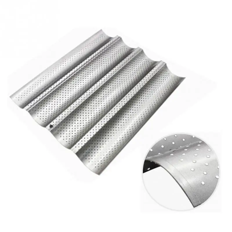 

Baguette French Bread Baking Tray 4 Slots Non Stick French Bread Baguette Pan Tin Alloy Tray Bakeware Mold Bread Holder