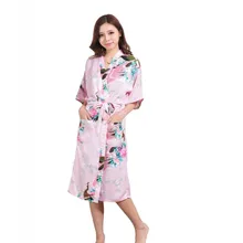 Горячее предложение розового цвета в китайском стиле, платье подружки невесты, Свадебный халат из искусственного шелка кимоно платье набивная ночная рубашка, одежда для сна с цветочным принтом S M L XL XXL XXXL Z006