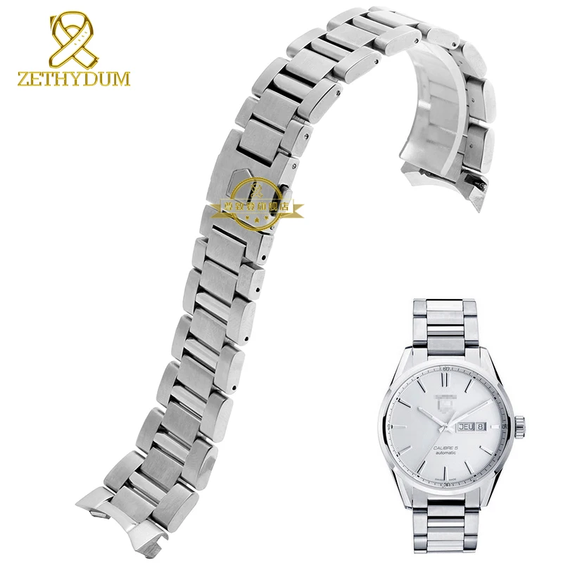 Stainless steel Watchband solid steel strap silver width 22mm bracelet men s watch wristwatches band accessories