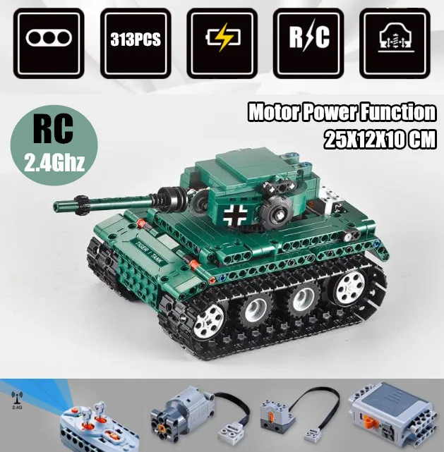 

New RC CAR Military Tank RC Motor Power Functions Fit Technic Swat Model Building Blocks Bricks Diy Kid Boy Gift Birthday