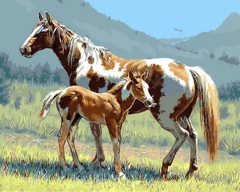 

Frameless painting by numbers paint by number for home decor PBN for living room 4050 mother and son