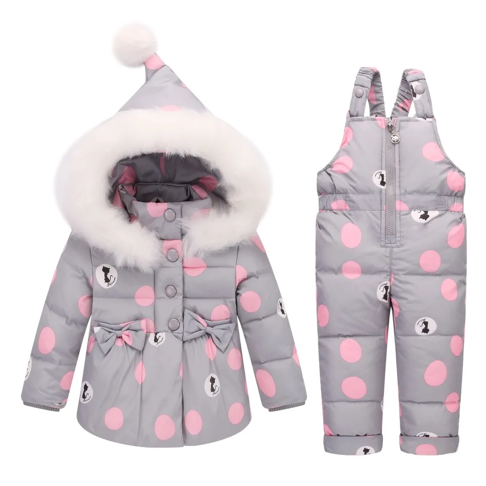 HANMAX Baby M/ädchen Winterjacke Warm Schneeanzug Daunenjacke Skianzug S/ü/ß Mit Kapuze Schneelatzhose Down Jacket 2tlg Bekleidungsset