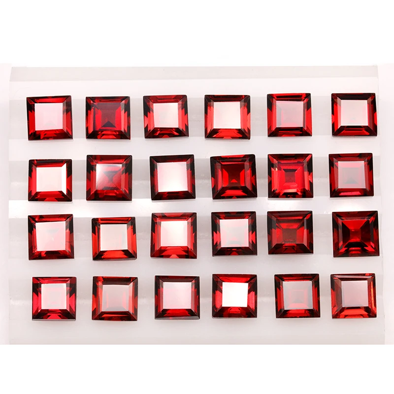 Natural mozambican garnet for jewelry makming,high quality doop red color 6mmX6mm square cut loose gemsotne