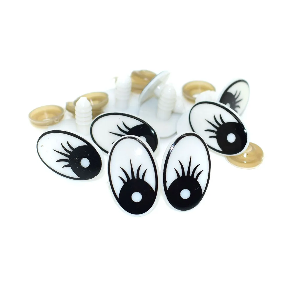 

50pcs/lot 25*16mm Oval Safety Eyes Black/White Color Plastic Doll eyes Handmade Accessories For Bear Doll Animal Puppet Making