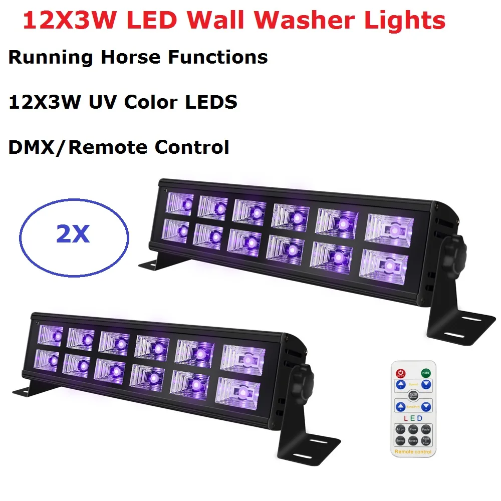 УФ черные огни дискотечные 12X3W светодиодный светильник для сцены освещение мытья