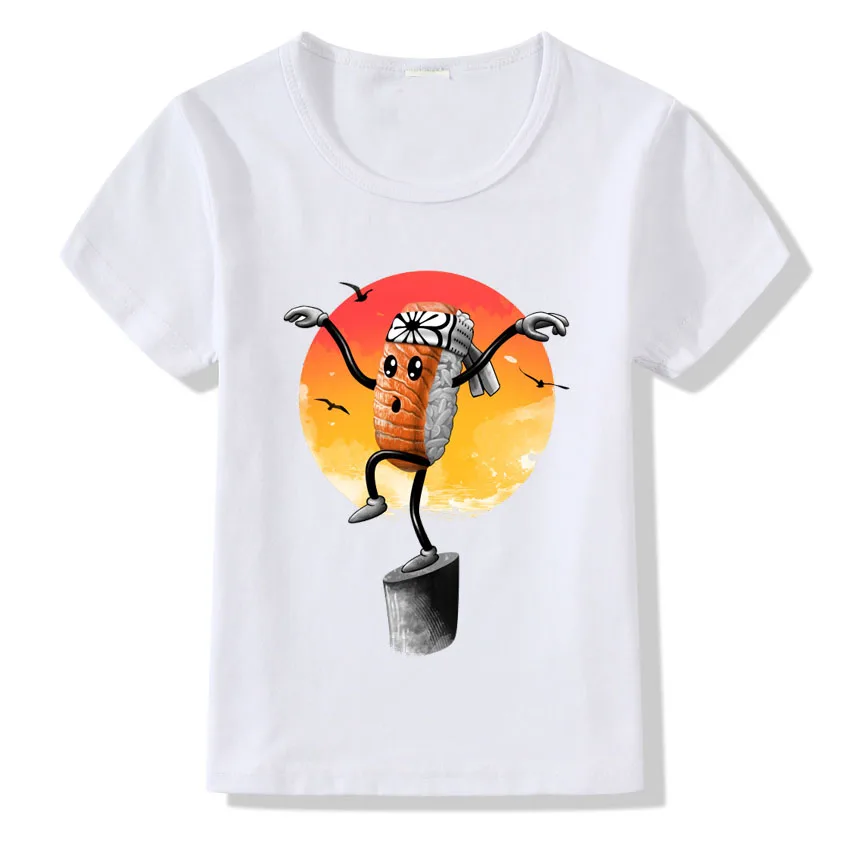 Детская модная футболка с принтом каратэ Kyokushin забавная футболка с рисунком суши каратэ летние футболки для девочек и мальчиков - Цвет: C1