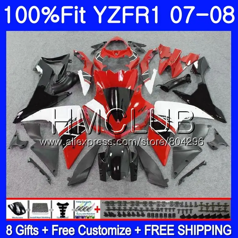 

Injection Body For YAMAHA YZF R 1 YZF 1000 RED BLACK YZFR1 07 08 98HM.14 YZF-R1 07 YZF1000 YZF-1000 YZF R1 2007 2008 Fairings