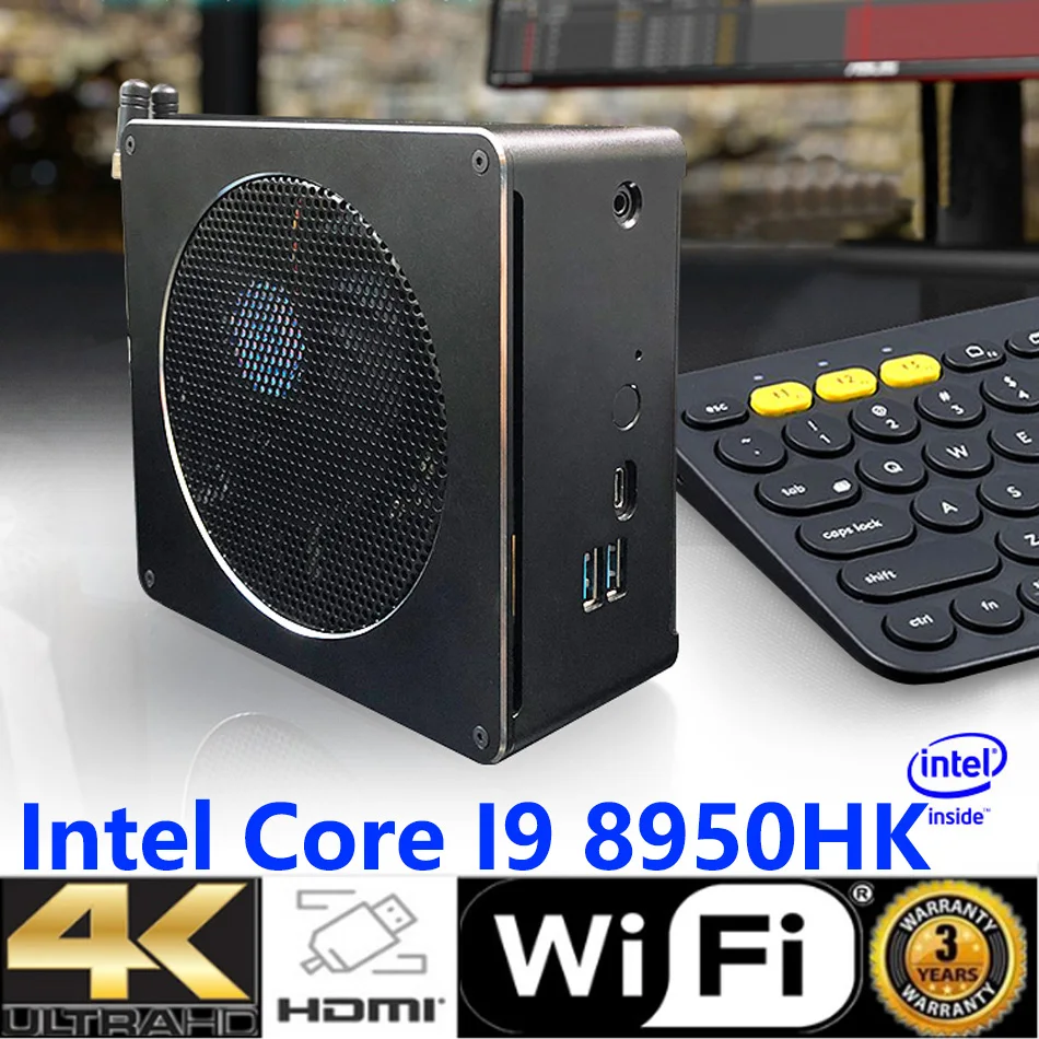 Mini PC de escritorio computadora con Windows 10 Pro/Linux Ubuntu apoyo Intel Core I9 8950HK... [hunsn-by01l], [4USB3. 0/HD/RJ45/Mini DP]