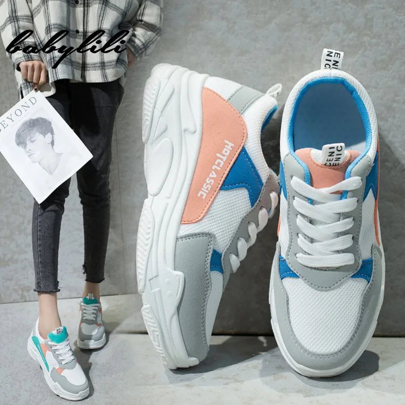 

2019 Summer Sneakers for Women Fashion Casual Woman Chunky Sneakers Comfortable Breathable Female Color Matching Running Shoes