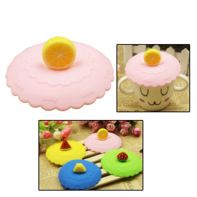 

Hoomall 1pc Lovely Anti-dust Silicone Fruit Cup Lid Leakproof Lid Closure Hermetic Cup Cover Water Bottle Lid Water Bottle Lid