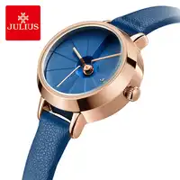 Julius Brand Classic Blue 3D Dial Quartz Watch Woman Fashion Sport Leather Waterproof Dress Wristwatches Female Reloj Mujer Gift