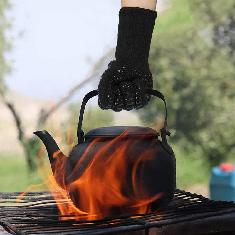 BBQ Gloves Heat Resistant Barbecue Grill Gloves Kitchen Silicone Insulated Baking Cooking Grilling Oven Mitts BBQ Accessories (14