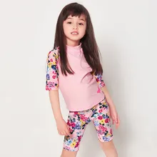 Детская одежда для купания купальный костюм детский купальный костюм для девочек милое розовое платье с цветочным рисунком, комплект из двух предметов купальный костюм для маленьких девочек купальные костюмы одежда для серфинга