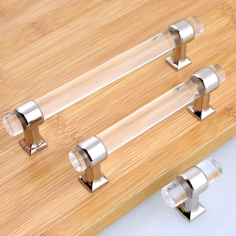 5 pieces Modern Sliver Door Handles Simple Elegant Drawer Pulls Knob Kitchen Handles and